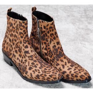 Straight to Hell Richards Vegan Leopard Print Zip Boots Womens Size 9 NWOB